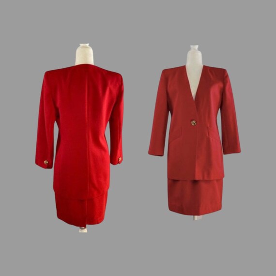 Oleg Cassini Women’s 2 piece Red Skirt Suit - image 1