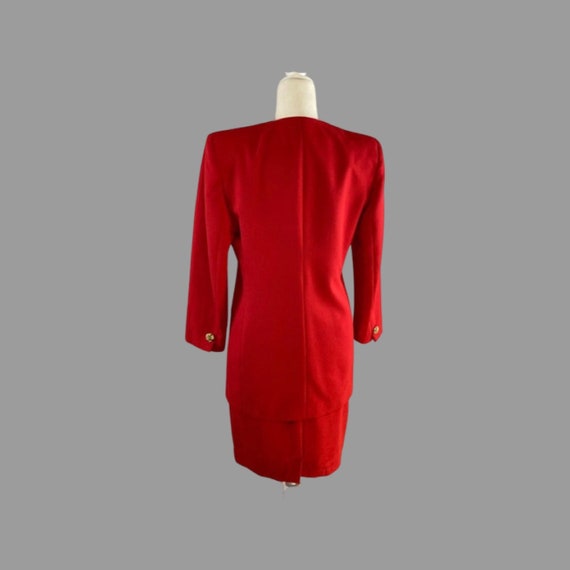 Oleg Cassini Women’s 2 piece Red Skirt Suit - image 3