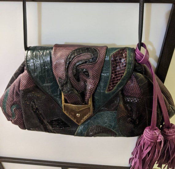 Sharif Vintage snakeskin and leather patchwork sho