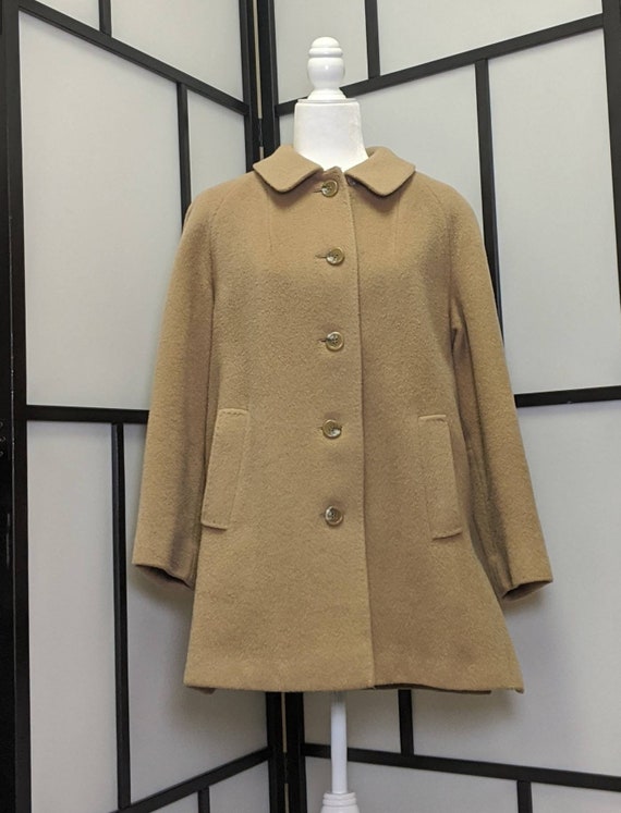 Vintage women's camel hair swing coat 1950s camel