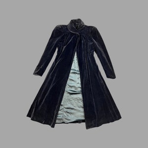 Vintage Black Velvet Coat Midi Swing Coat