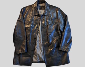 Vintage Nicole Miller Leather Jacket M 90s Car Coat Black - Etsy