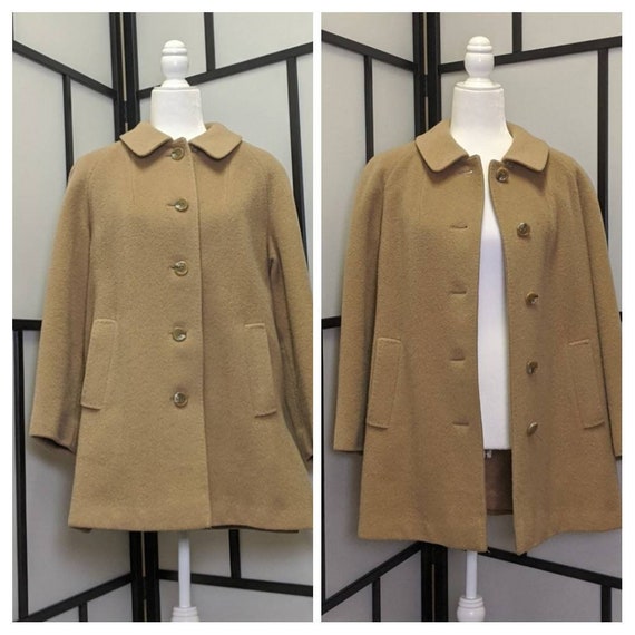 Vintage women's camel hair swing coat 1950s camel