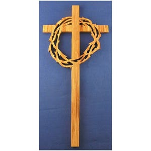 Crown Of Thorns Cross - Hand Cut From Oak