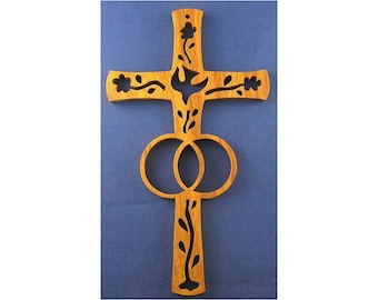 Dove Wedding Cross - Hand Cut From Canarywood