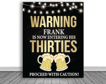 30th Birthday Party decorations, Cheers and Beers to 30 Years, 40 Years, 50 Years, Adult Birthday sign Printable