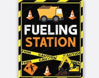 Construction Birthday Party Sign: Fueling Station Decor (Digital Download)