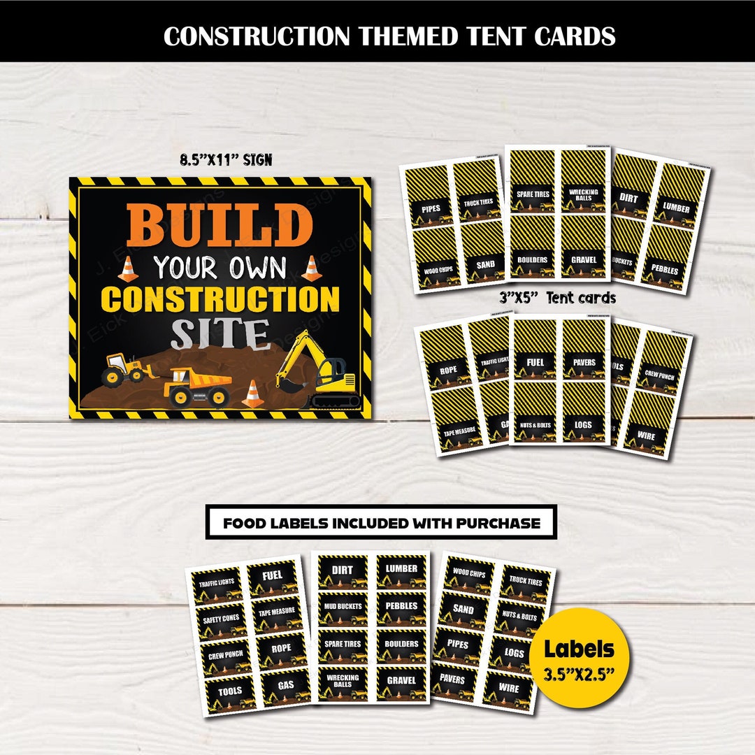 Construction Party Food Labels, Printable Construction Food Tent ...