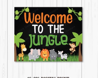 Jungle safari birthday party sign, Safari birthday party decorations, Welcome to the jungle sign, Jungle theme party decorations