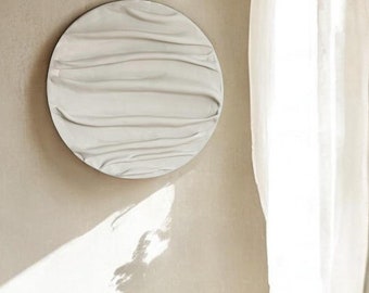 Handmade 3D Round Clay & Plaster Wall Art – Textured Abstract Sculpture for Modern Home Decor