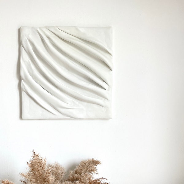 Plaster Wall Art | 3D Draped Fabric Effect  |Textured Home Decor | Minimalist Clay On Canvas