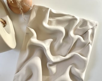 Plaster Wall Art | 3D Draped Fabric Effect |Textured Home Decor | Minimalist Clay On Canvas