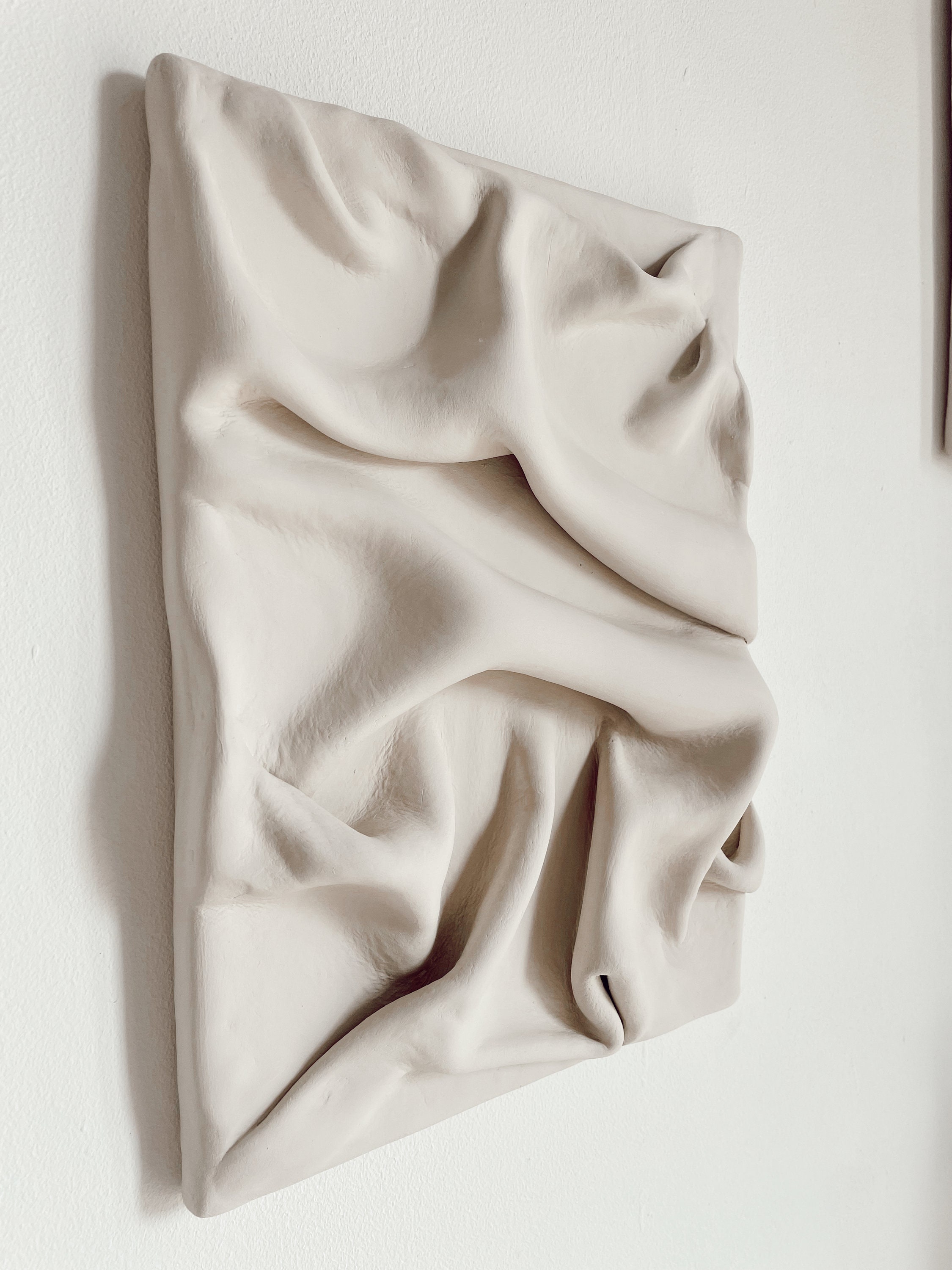 Plaster Wall Art | 3D Draped Fabric Effect |Textured Home Decor | Minimalist Clay On Canvas
