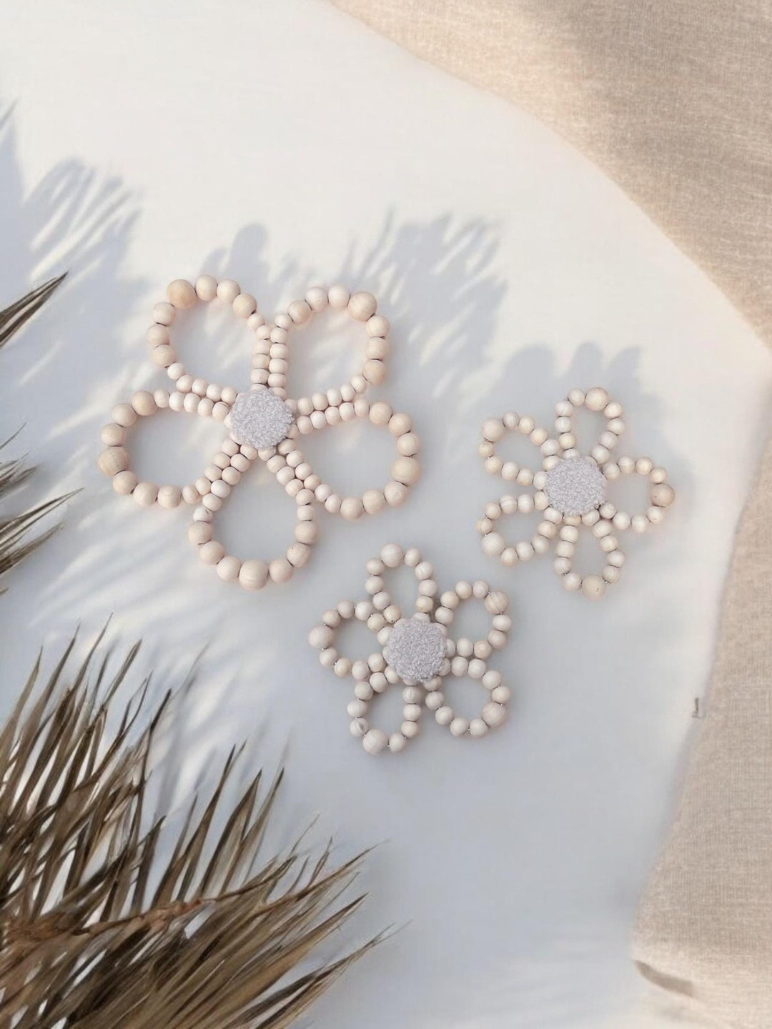 Boho Nursery Decor | Beaded Wall Flowers | Girls Room Decor | Flower ...