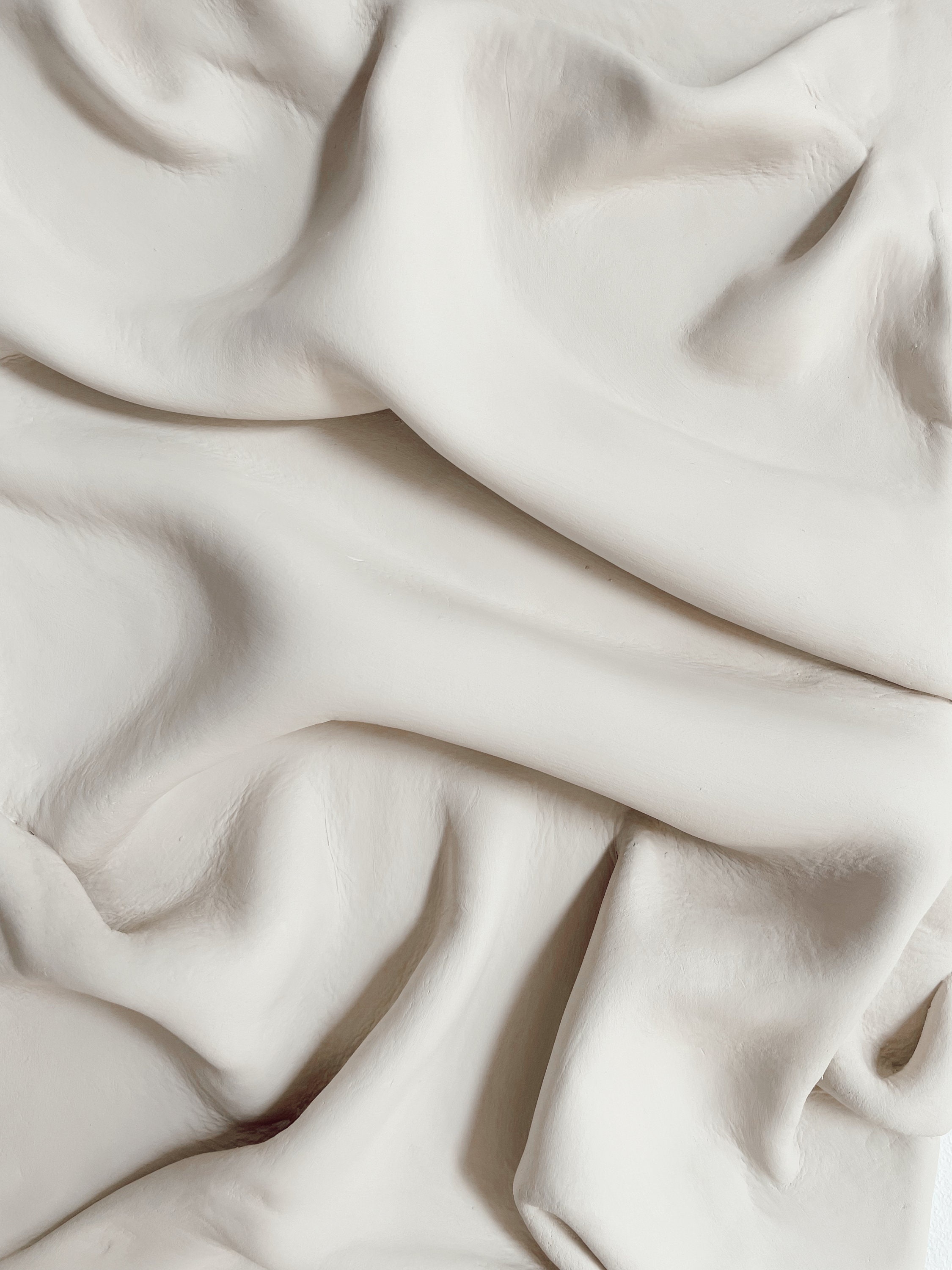 Plaster Wall Art | 3D Draped Fabric Effect |Textured Home Decor | Minimalist Clay On Canvas