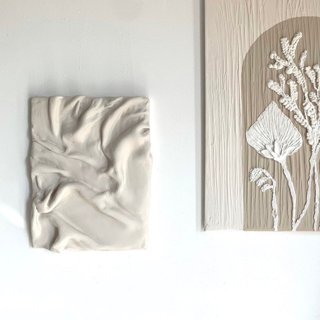 Plaster Wall Art 3D Draped Fabric Effect textured Home Decor Minimalist