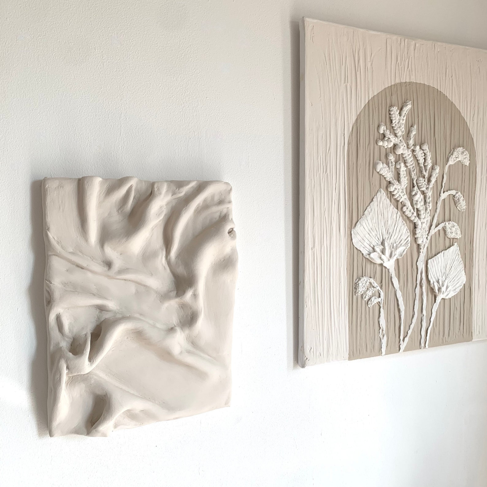 Plaster Wall Art 3D Draped Fabric Effect textured Home Decor Minimalist ... - Hermetic Textured Home Decor