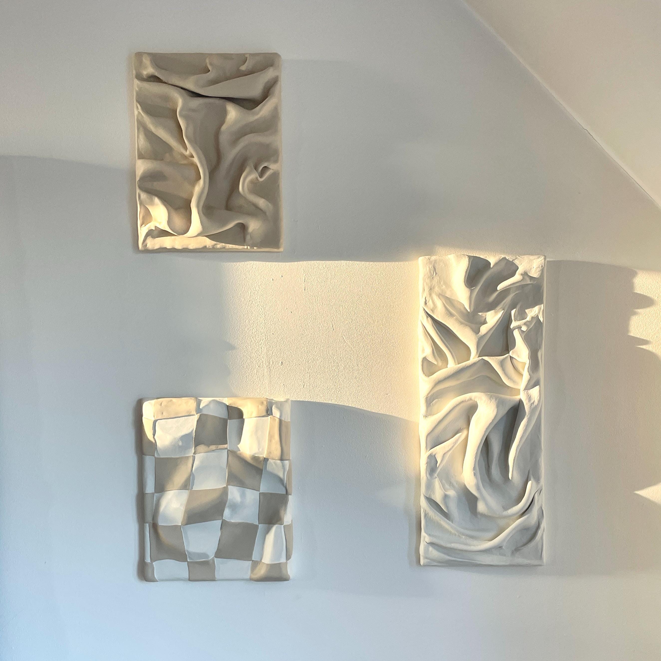 Textured Wall Art | Abstract 3D Fabric Art | Clay on Canvas | Draped ...