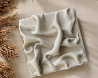 Plaster Wall Art | 3D Draped Fabric Effect | Textured Home Decor | Minimalist Clay On Canvas
