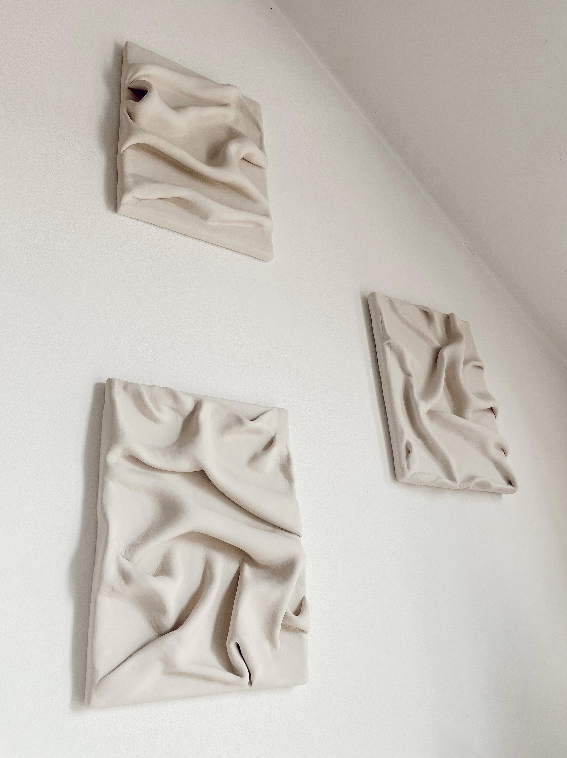 Plaster Wall Art | 3D Draped Fabric Effect |Textured Home Decor | Minimalist Clay On Canvas