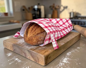 sourdough Bread Bag, reuseable bread bag, homemade bread storage bag, eco living adjustable bag for bread, pretty floral roll top bread bag
