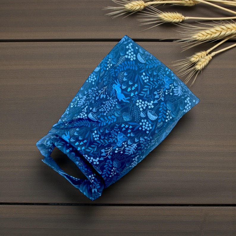 Reusable Bread Bag, sourdough bread bag, homemade bread storage bag, eco living adjustable bag for bread, pretty floral roll top bread bag image 5
