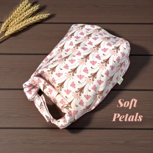 Reusable Bread Bag, sourdough bread bag, homemade bread storage bag, eco living adjustable bag for bread, pretty floral roll top bread bag image 8