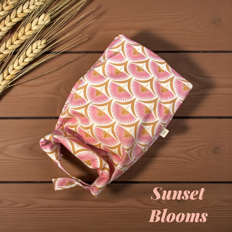 Reusable Bread Bag, sourdough bread bag, homemade bread storage bag, eco living adjustable bag for bread, pretty floral roll top bread bag image 7