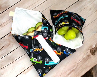 lunch bag for sandwiches, reusable snack box, zero waste personalised lunch bag, eco sandwich bag, black reusable snack bag, kids lunch box