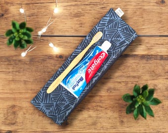 mens overnight bag, blue toothbrush holder, mens fathers day gift, dad travel gift, electric toothbrush pouch with zip, waterproof wetbag