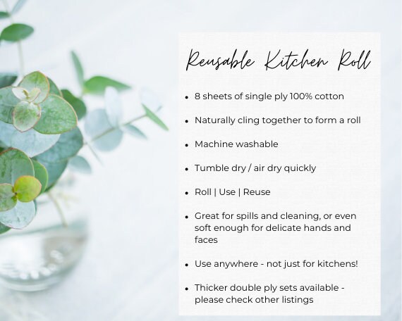 Reusable Kitchen Roll Paperless Kitchen Towel Roll Eco - Etsy