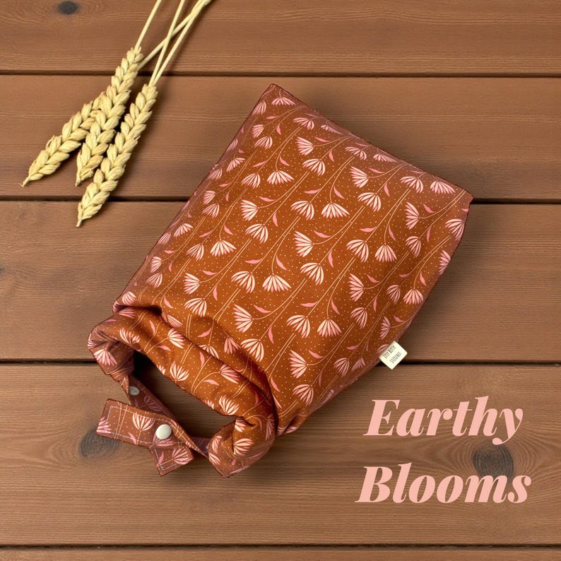 Reusable Bread Bag, sourdough bread bag, homemade bread storage bag, eco living adjustable bag for bread, pretty floral roll top bread bag image 11