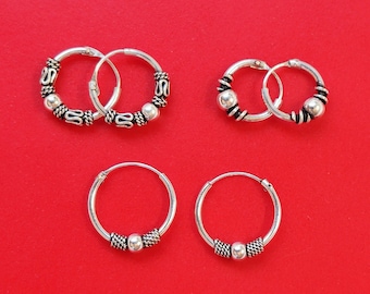 Small Bali Hoop Earrings Gift Set, Small Hoop Earrings, Cartilage Hoops