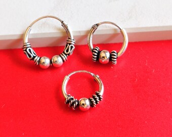 Set of Small Bali Hoop Earrings, Small Hoop Earrings, Cartilage Hoops