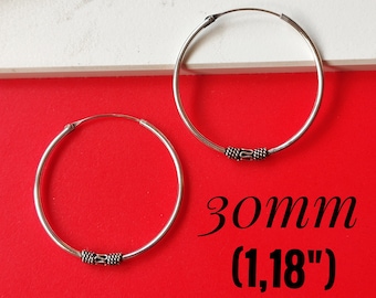 30mm (1,18") Bali Hoop Earrings, Christmas Gifts Under 35