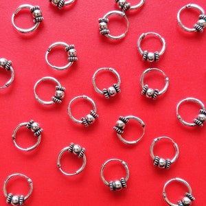 10mm (0,39") Small Silver Hoop Earrings, Bali Hoop Earrings