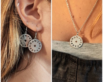 Zodiac Jewelry Set, Zodiac Pendant Necklace, Zodiac Dangle Earrings