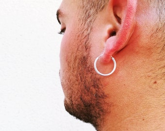 Mens Earrings Hoop, Statement Earrings,  Brother Gift from Sister,  20mm