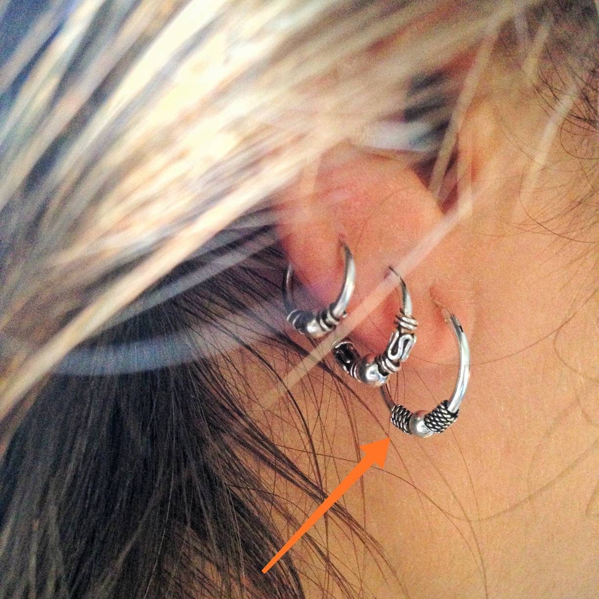 Small Hoop Earrings Bali Hoop Earrings Silver Hoops Lightweight