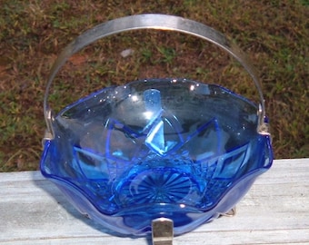 Blue Candy Nut Dish and Holder-Jam or sugar bowl 1960/'s decor