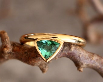 18k Gold Tourmaline Ring Blue Green Fantasy Cut | Solid 750 Yellow Gold Ring Handmade Unique | Fine Gemstone Jewelry Size US 7 / 54