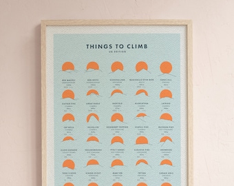 Things To Climb - UK Edition // Mountains and Hills // Art Print // Wall Art // Poster // Adventure Print