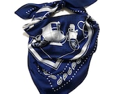 1PC Carriage Horse Square Silk Satin Small Scarf Lightweight Wrap Shawl Mouth Cover 27.5 quot x27.5 quot