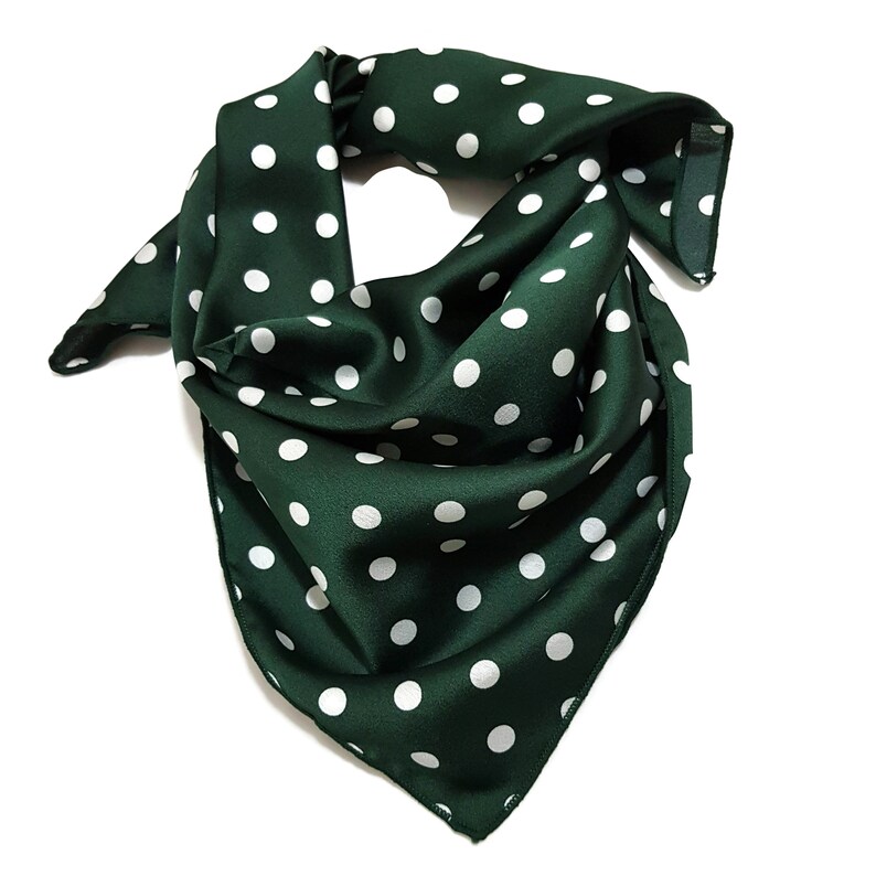 1PC Green Big Polka Dot Square Silk Scarf handkerchief Wrap Etsy