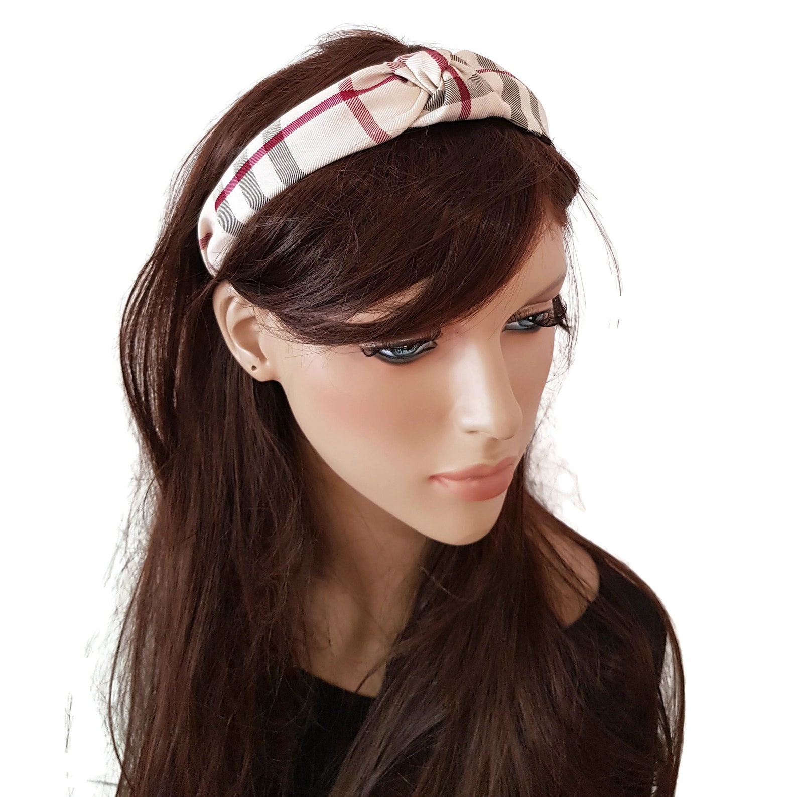 Plaid Knotted Headband for Women Turban Headband Cross knot Etsy