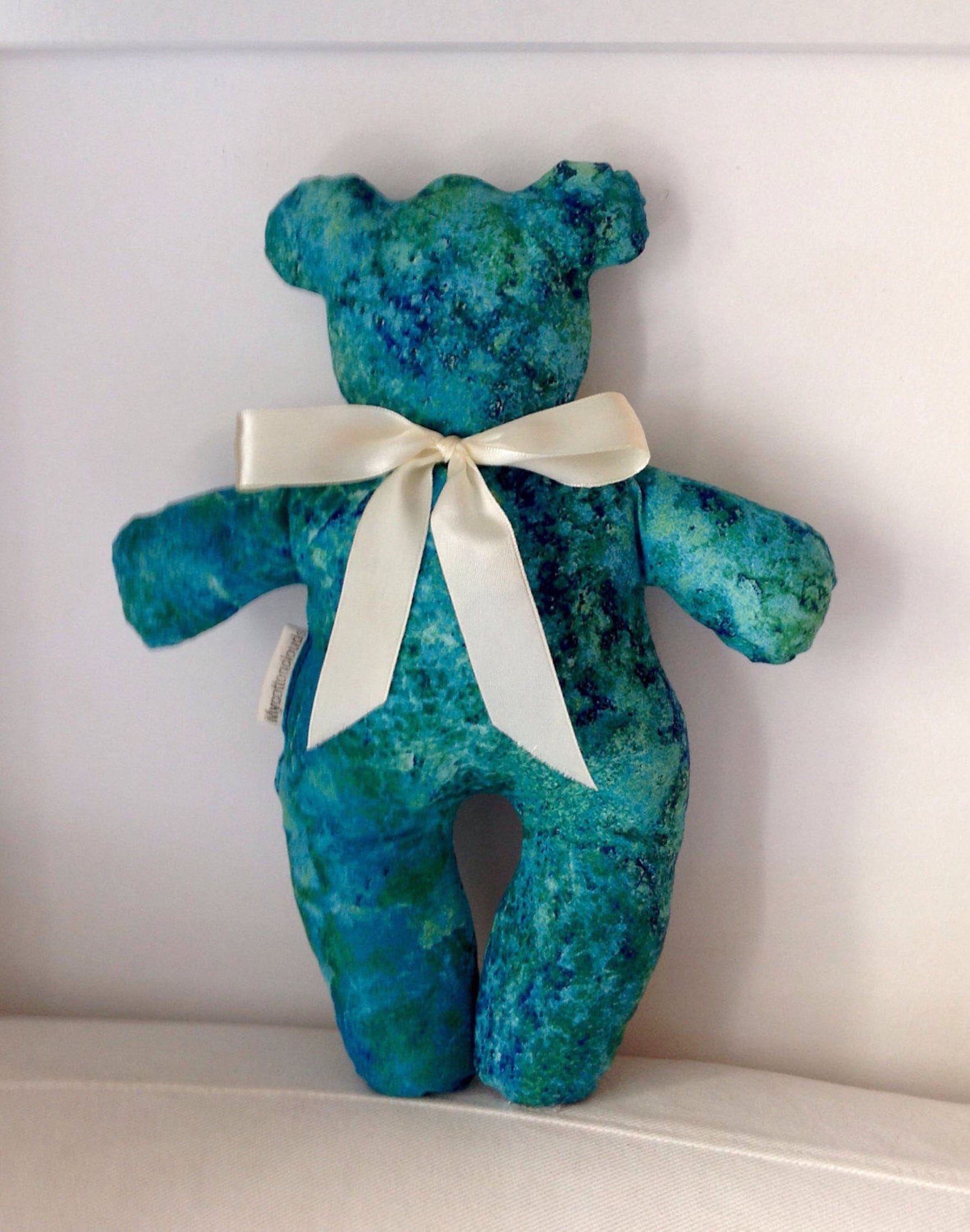 Stuffed Teddy Bear Cotton Fabric With Turquoise Water Print Etsy Denmark