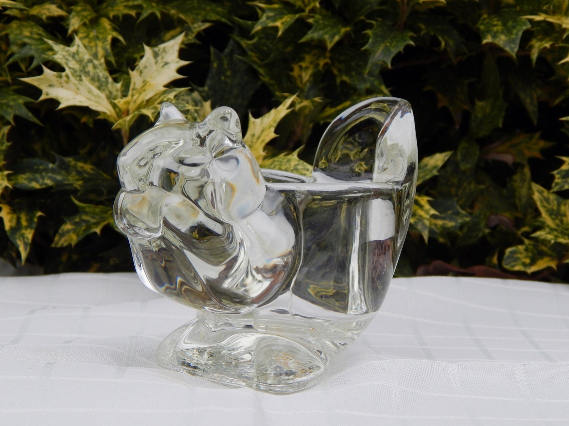 Avon Chipmunk/squirrel Candle Holder, Glass Candle Holder, Animal