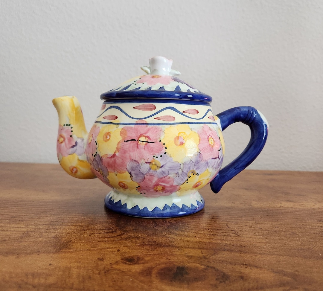Vintage Floral Teapot, FTD Florist Teapot Vase, FTD Floral Vase, Summer