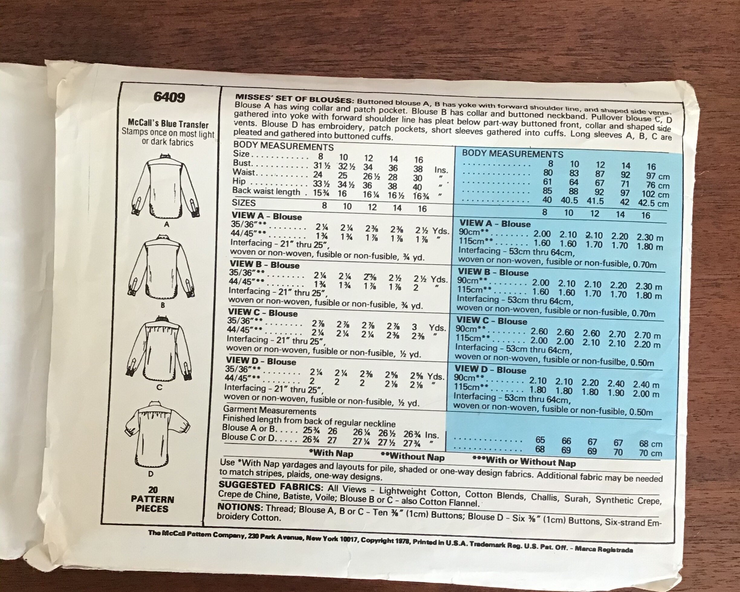 Vintage Mccall's Patterns 6409, 6724, 3829, Vintage Butterick Pattern