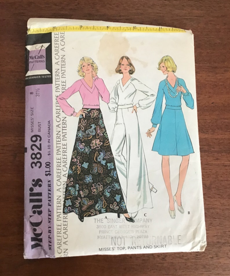 Vintage Mccall's Patterns 6409, 6724, 3829, Vintage Butterick Pattern